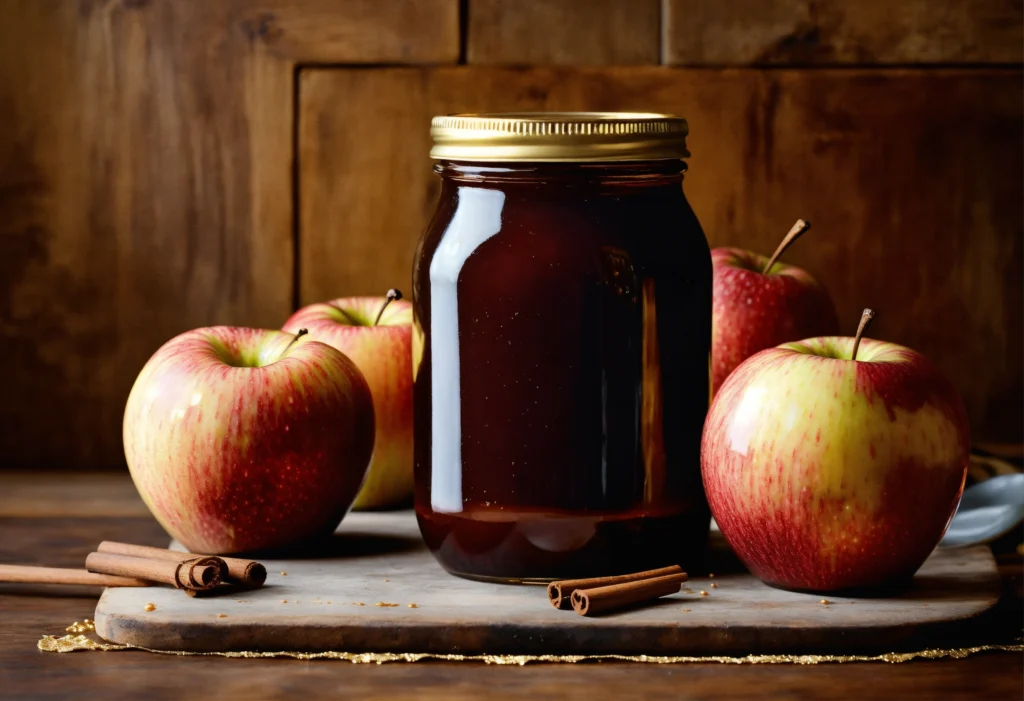 capture the essence of a jar of dark brown apple s